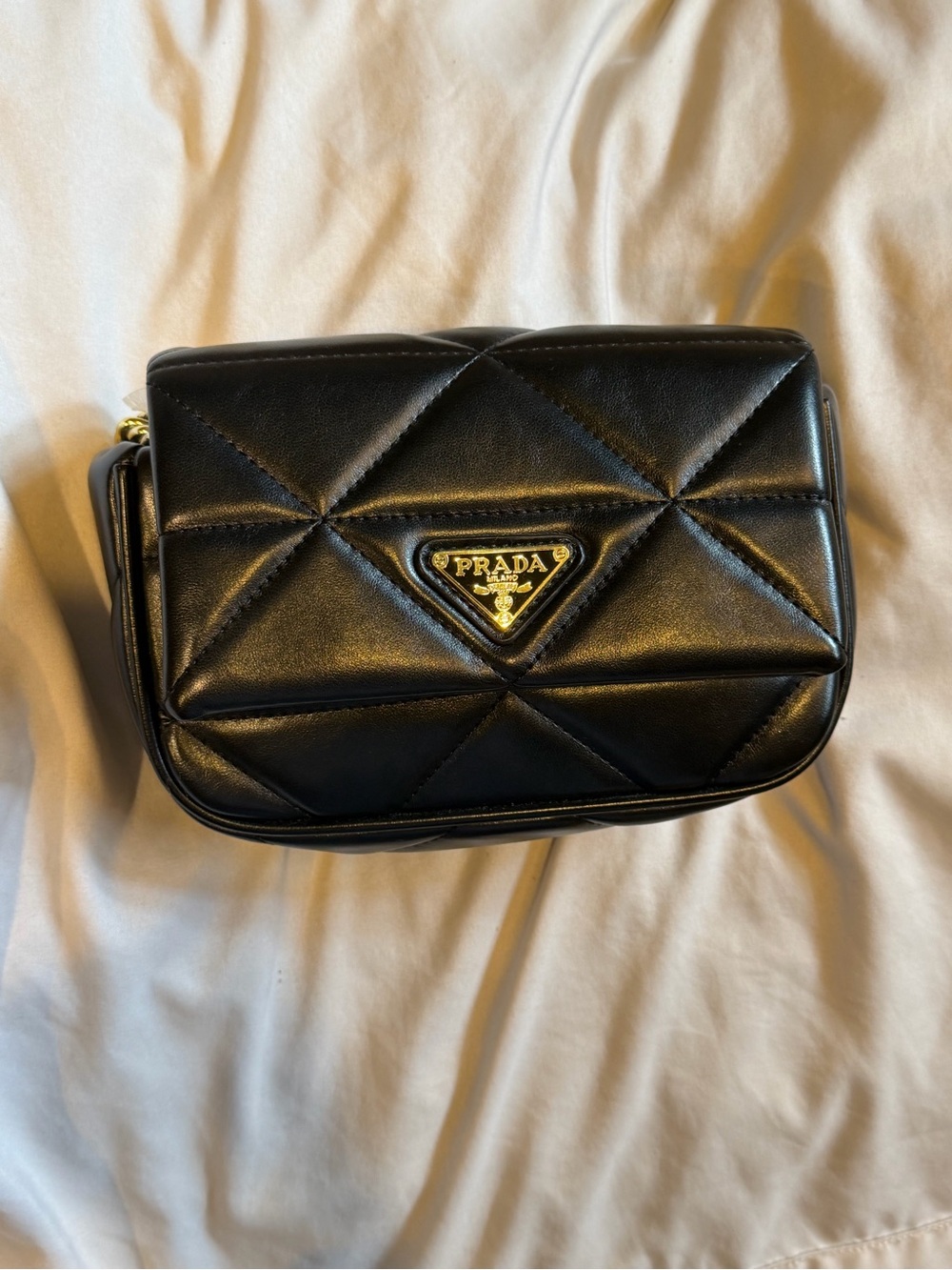 Black Quilted Faux Leather Crossbody Bag